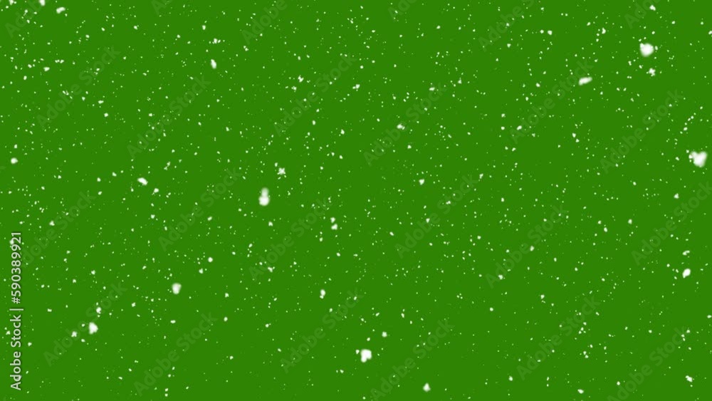 Snow falling on green background