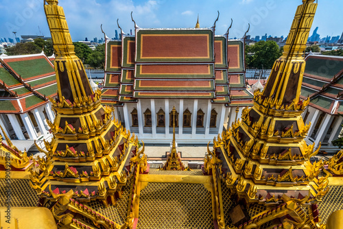 Spires Hall Loha Prasat Hall Wat Ratchanaddaram Worawihan Bangkok Thailand