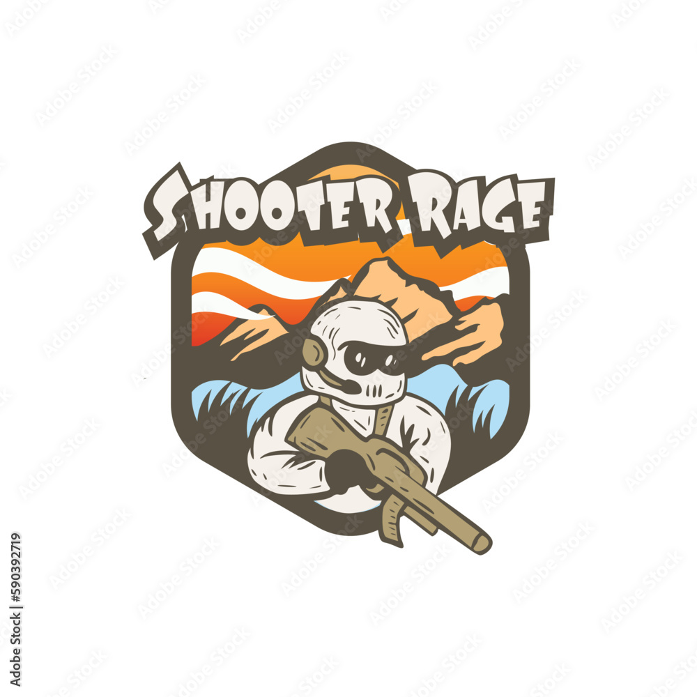 vintage retro shooter logo emblem badge