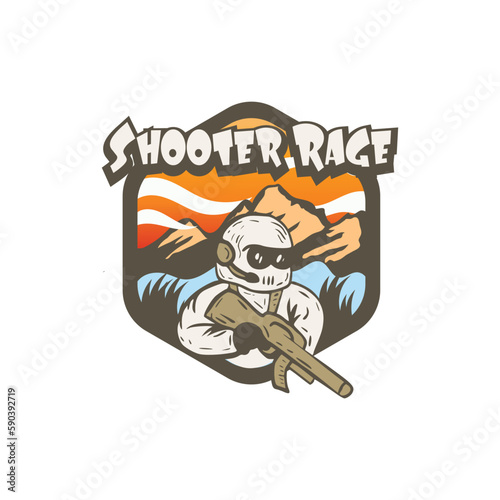 vintage retro shooter logo emblem badge