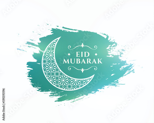 watercolor style eid mubarak cultural background with moon for spiritual look