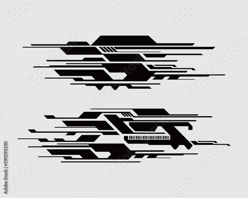 Science Fiction futuristic sci-fi streetwear element poster clip art hi tech template cyberpunk interface strips editable