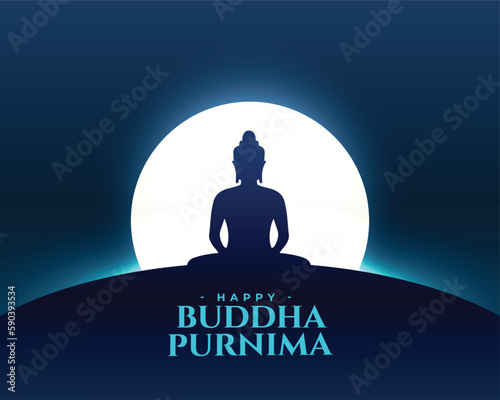 happy vesak day or guru purnima background lord buddha in meditation