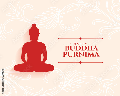 happy buddha purnima background with artistic floral decoration