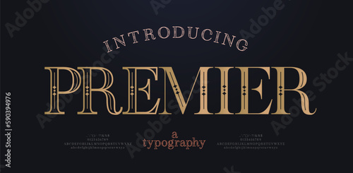 Luxury vintage logo alphabet letters font. Typography elegant classic lettering serif fonts and number decorative wedding retro concept for logos branding. vector illustration