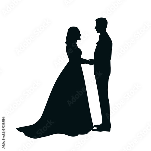 Wedding couple silhouette. Groom and bride