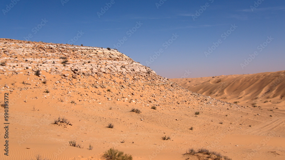 Rocky hill in the Sahara Desert, outside of Douz, Tunisia