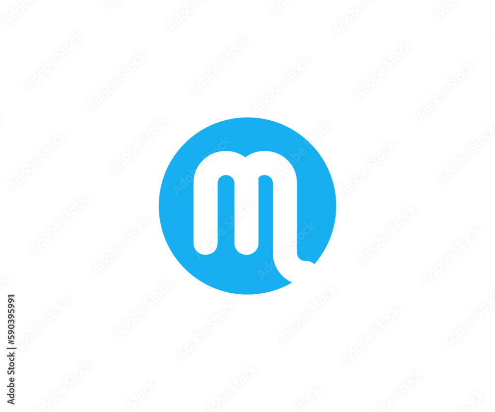 m letter minimalist logo in the blue. m letter minimalist logo in the blue.