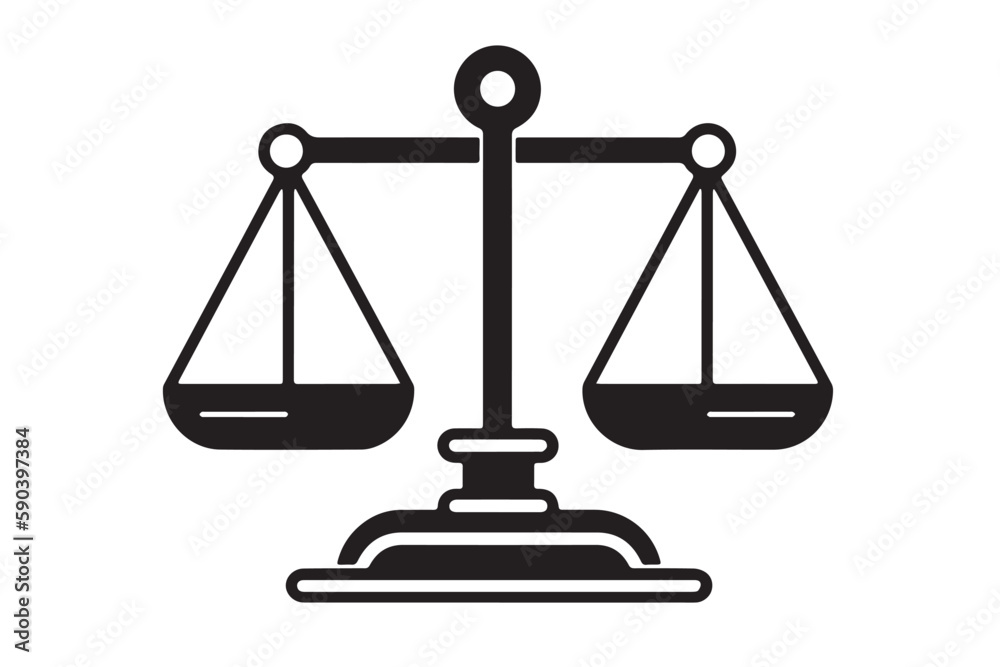 Justice Icon. Vector Illustration of a Lawyer's Scale for Legal Justice Sign Justice Icon. Vector Illustration of a Lawyer's Scale for Legal Justice Sign