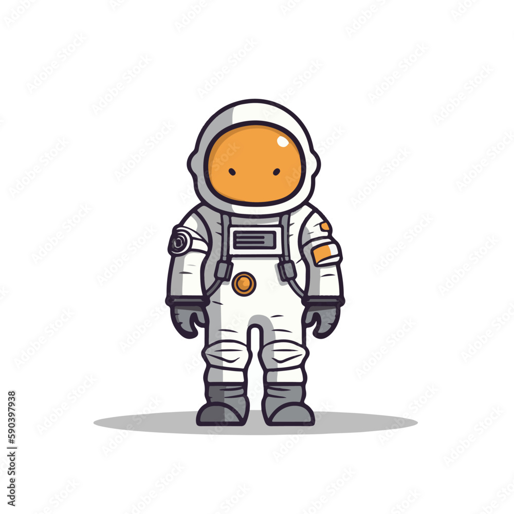 Mascot cartoon of cute space astronaut wear spacesuit and helmet. 2d character vector illustration in isolated background Mascot cartoon of cute space astronaut wear spacesuit and helmet. 2d character vector illustration in isolated background