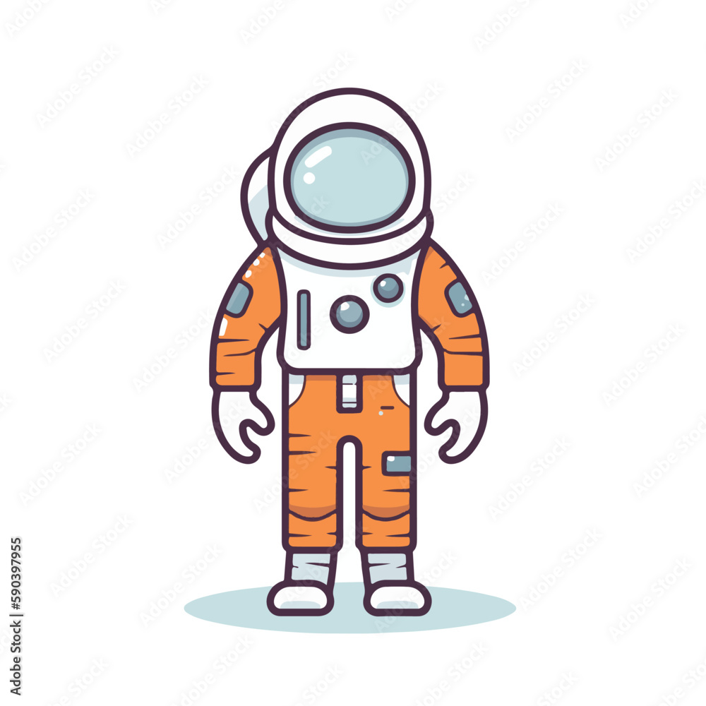 Mascot cartoon of cute space astronaut wear spacesuit and helmet. 2d character vector illustration in isolated background Mascot cartoon of cute space astronaut wear spacesuit and helmet. 2d character vector illustration in isolated background