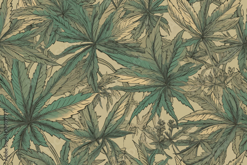 seamless pattern with cannabis leaves