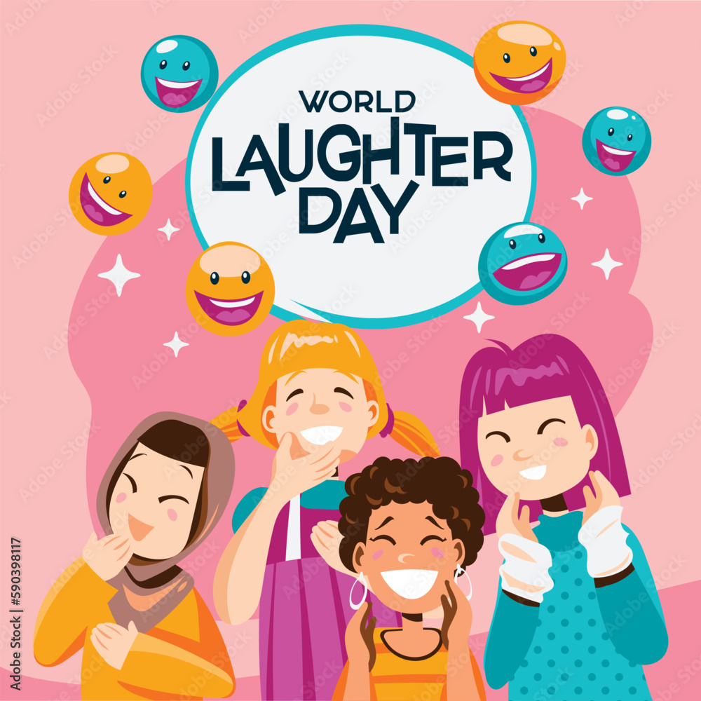 World laughter day illustration with diversity of people