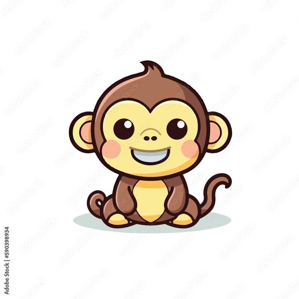 Mascot cartoon of cute smile monkey. 2d character vector illustration in isolated background Mascot cartoon of cute smile monkey. 2d character vector illustration in isolated background