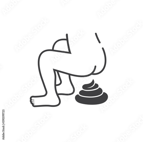 icon of poop, toilet symbol, vector art.