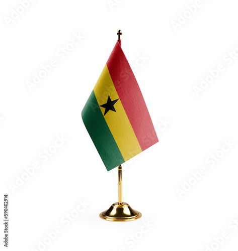 Small national flag of the Ghana on a white background