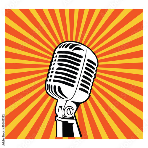 Vintage microphone for illustration background and image