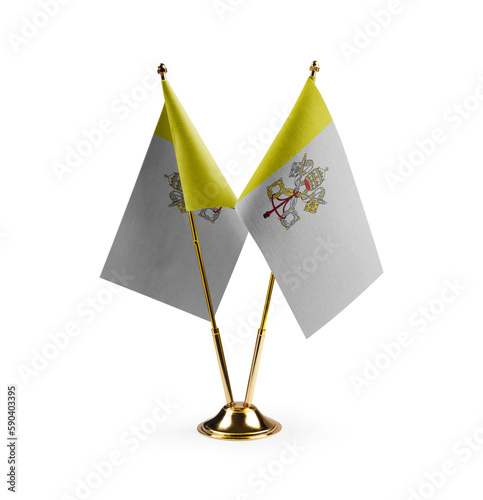 Small national flags of the Vatican on a white background