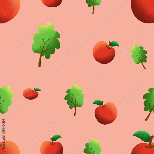 Apple and leaves pattern