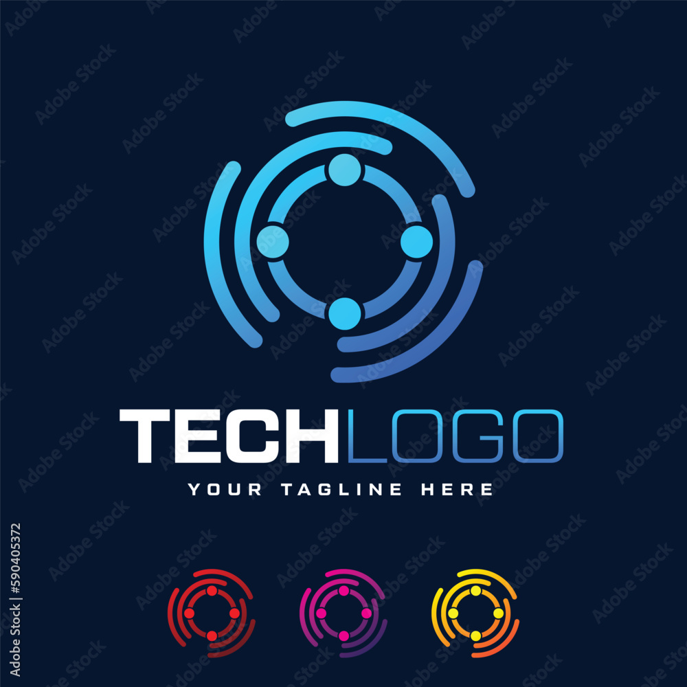 Tech Logo Design Digital Logo Design Vector Fully Editable EPS Stock ...