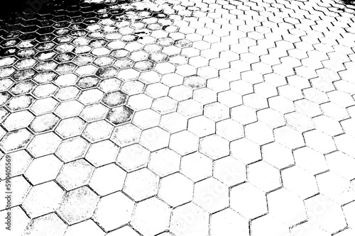 black and white hexagon silhouette texture background © sutichak