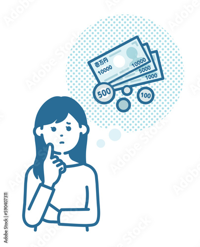 Illustration of a woman with money troubles
