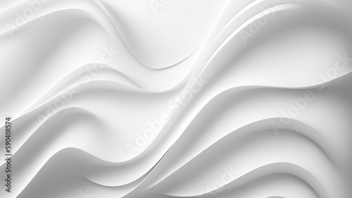 Abstract minimal white background with wavy lines. AI generated