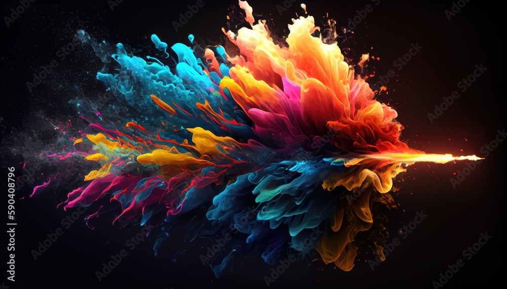 Colorful magic explosion on dark background. Generative ai
Colorful magic explosion on dark background. Generative ai