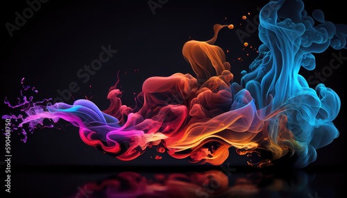 Colorful magic explosion on dark background. Generative ai 