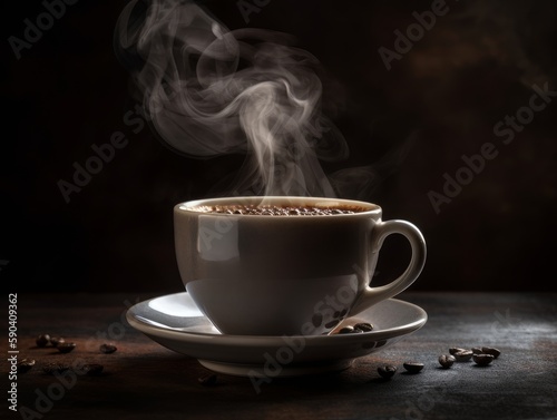 A cup of steaming hot coffee