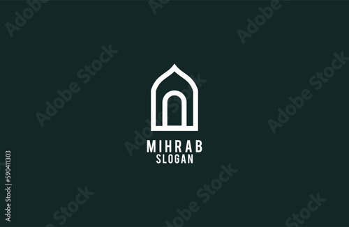 Vector mihrab niche arch door logo vector icon illustration