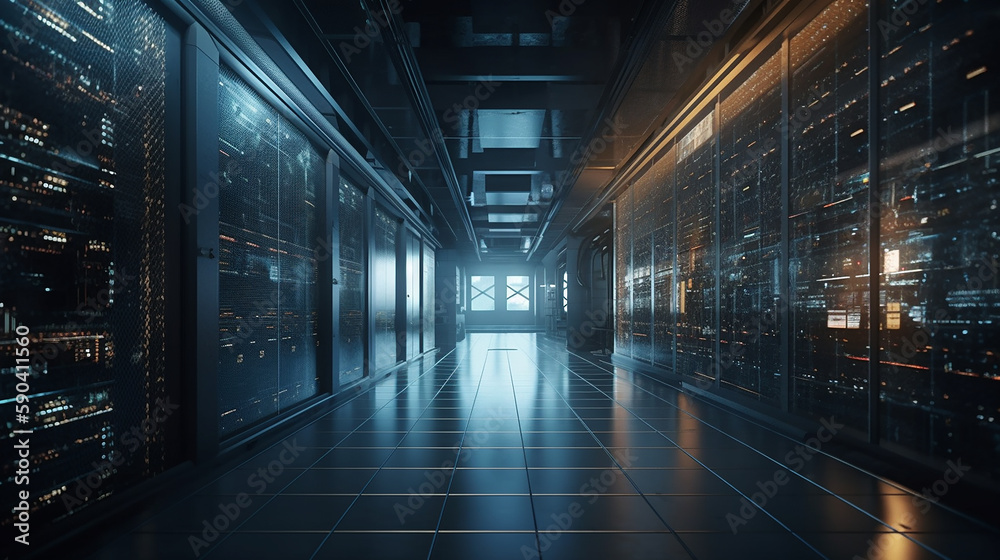 Cyberspace concept data center and modern technologies background Generative AI Cyberspace concept data center and modern technologies background Generative AI