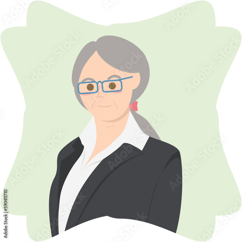 The Elderly Seventies Grandmother Character Face Nanny Avatar Glasses