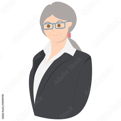 The Elderly Seventies Grandmother Character Face Nanny Avatar Glasses