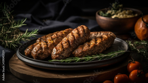 Taste the Balkans with traditional Cevapcici, food photography. Generative AI photo