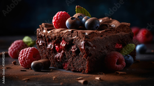 Indulge in the Ultimate Dessert with These Gourmet Brownies. Professional Food photography. Generative AI