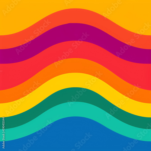 LGBTQ+ flag: A flat-style illustration of the LGBTQ+ flag with added elements such as hearts or stars, showing solidarity with the community. Generative AI.