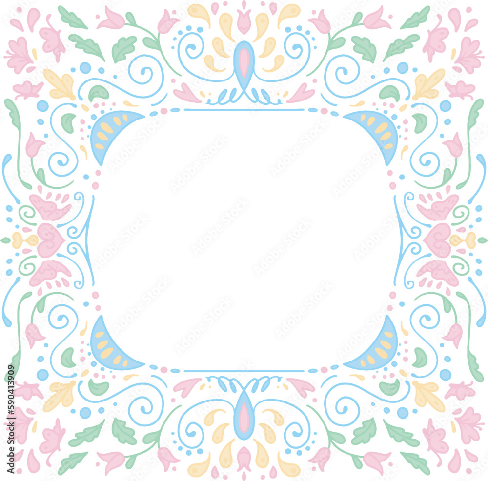 doodle frame card cute ornate hand drawn pastel color 