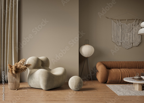 Obraz na płótnie Interior design of modern apartment. Interior mockup, 3d render