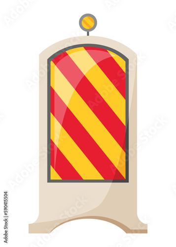 Traffic road repair barrier. Safety barricade or warning alert signs. Streets symbol safe reconstruction, striped coloring of main planned works. Vector illustration