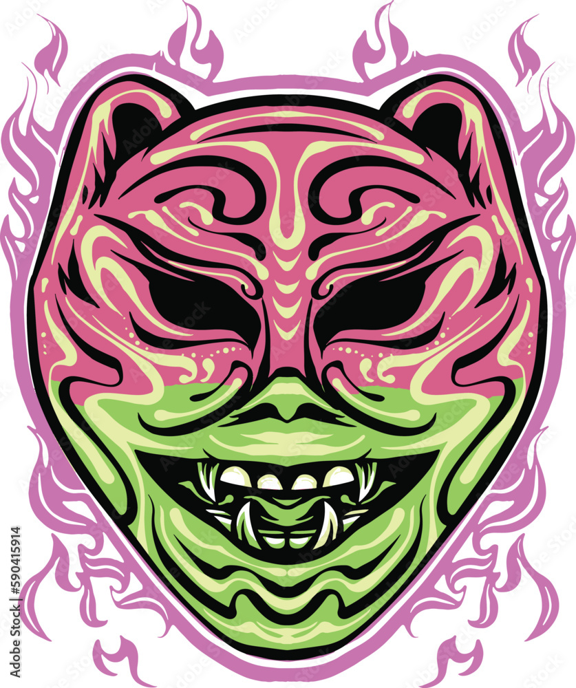 HANNYA MASK IN VECTOR ILLUSTRATION SUITABLE FOR YOUR NEEDS
