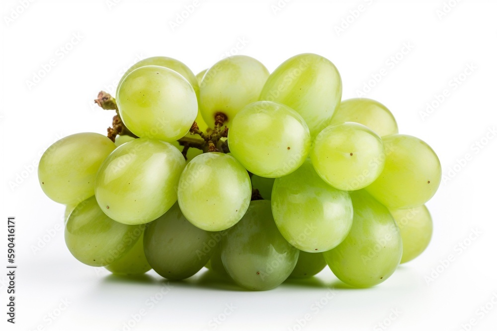 bunch of green grapes isolated on white