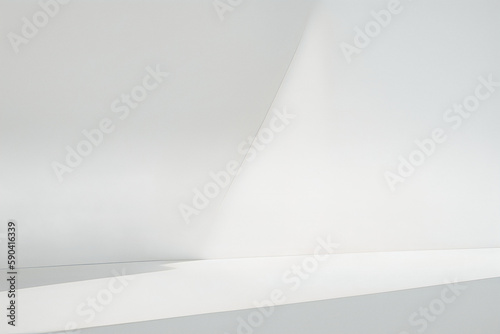 Abstract white studio background for product presentation. © birdmanphoto