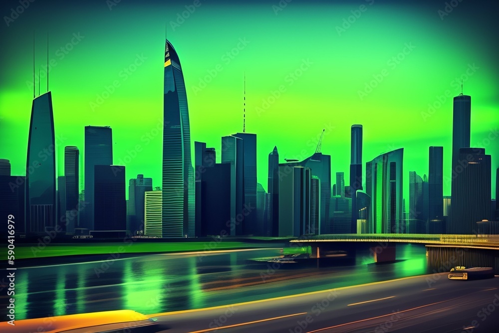 modern city skyline background, Generative ai modern city skyline background, Generative ai