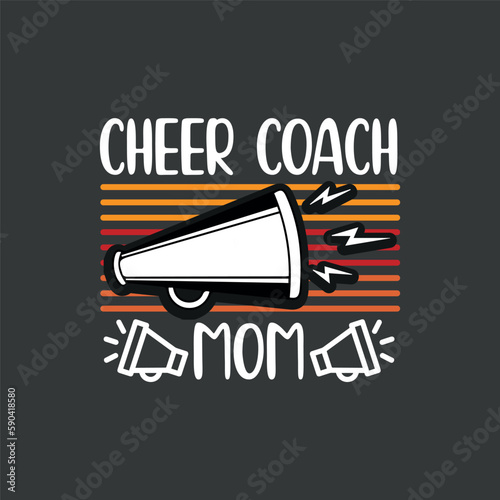 Cheer coach mom vintage funny Cheerleading megaphone T-shirt design vector, Assistant Cheer coach mom, Funny, Sports Coaching, Cheerleading,
