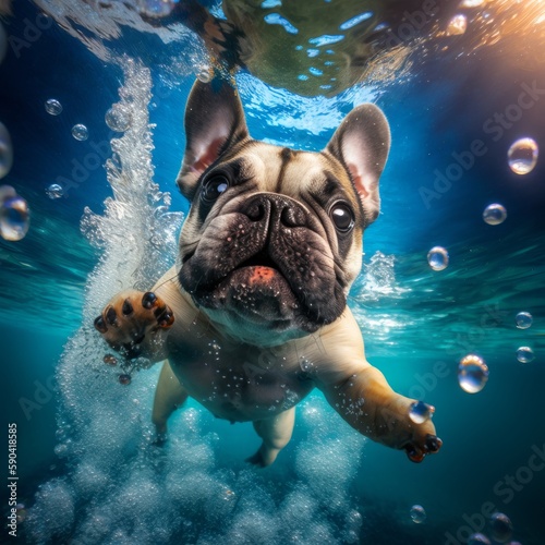 French bulldog in the water
