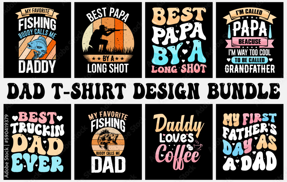 Dad SVG t shirt bundle, happy fathers day t shirts, fathers day t shirt design set, dad t shirt design, papa t shirt design set