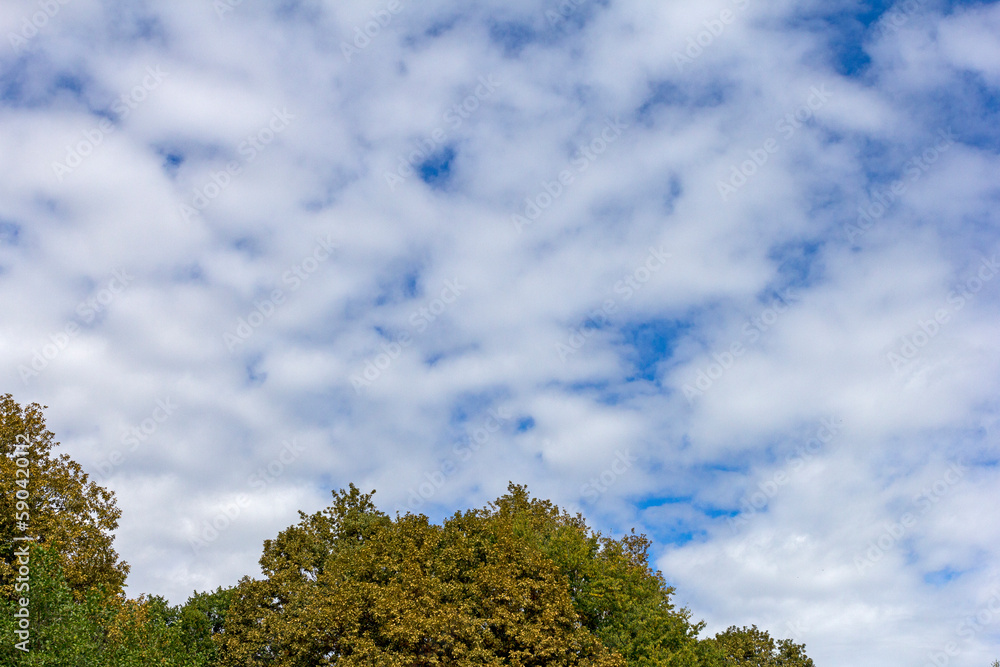 panorama of the sky and clouds on a sunny day, the natural state of the weather.