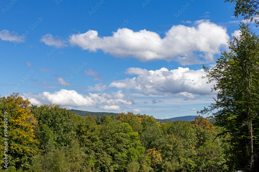 panorama of the sky and clouds on a sunny day, the natural state of the weather.