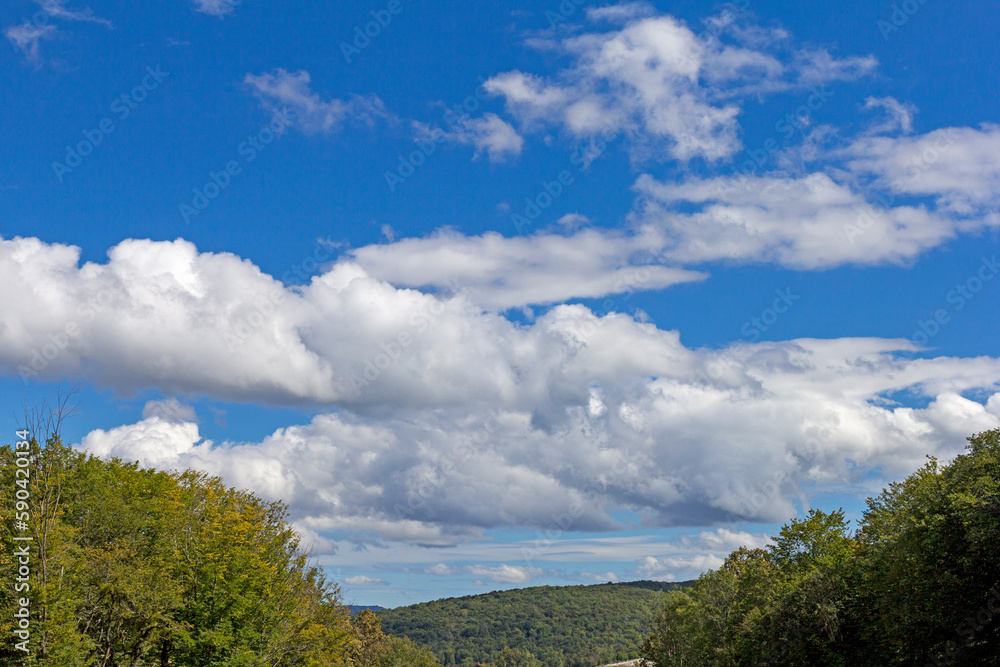 panorama of the sky and clouds on a sunny day, the natural state of the weather.